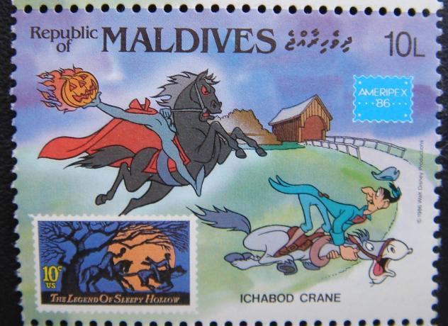 Малдивы 1986 Mi 1178 Мультфильмы Disney марка на марке MNH