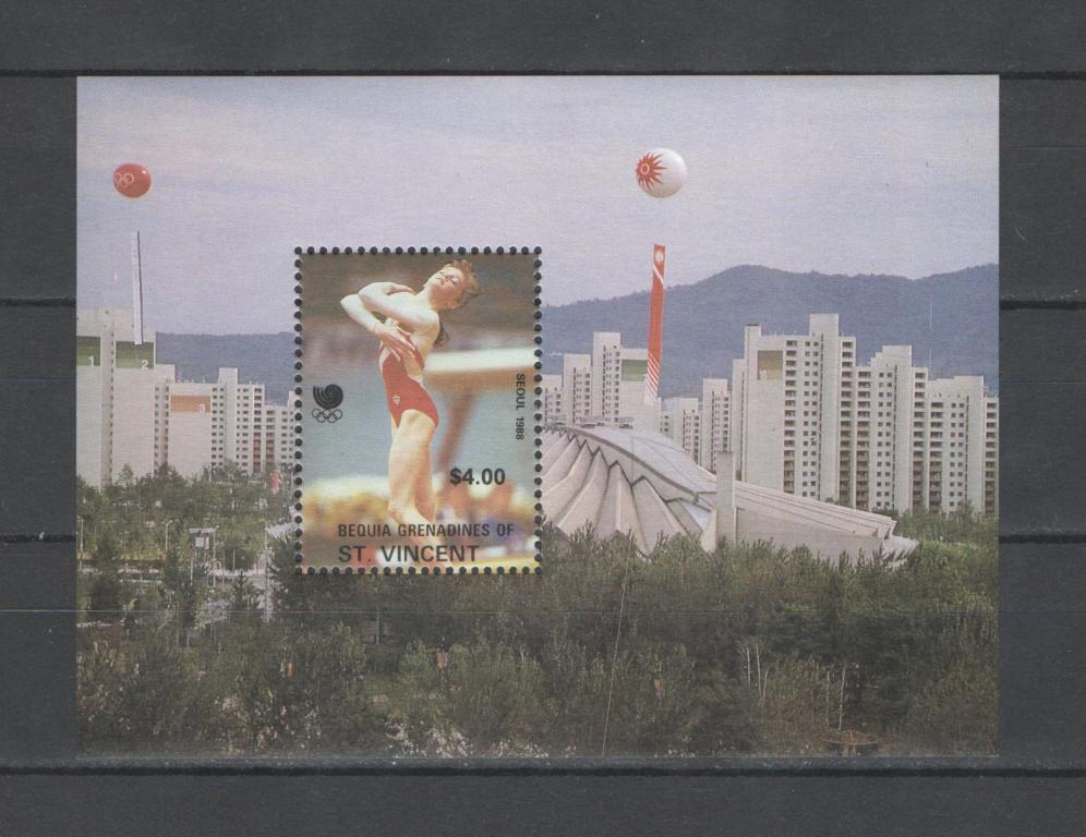 Гренадины и Сент Винсент 1988г. Гимнастика. Чистая. MNH.