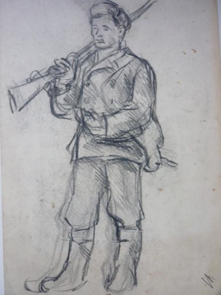 Кончаловский М.П. (1906-2000) "Охотник. Эскиз к картине "Охотники зимой"