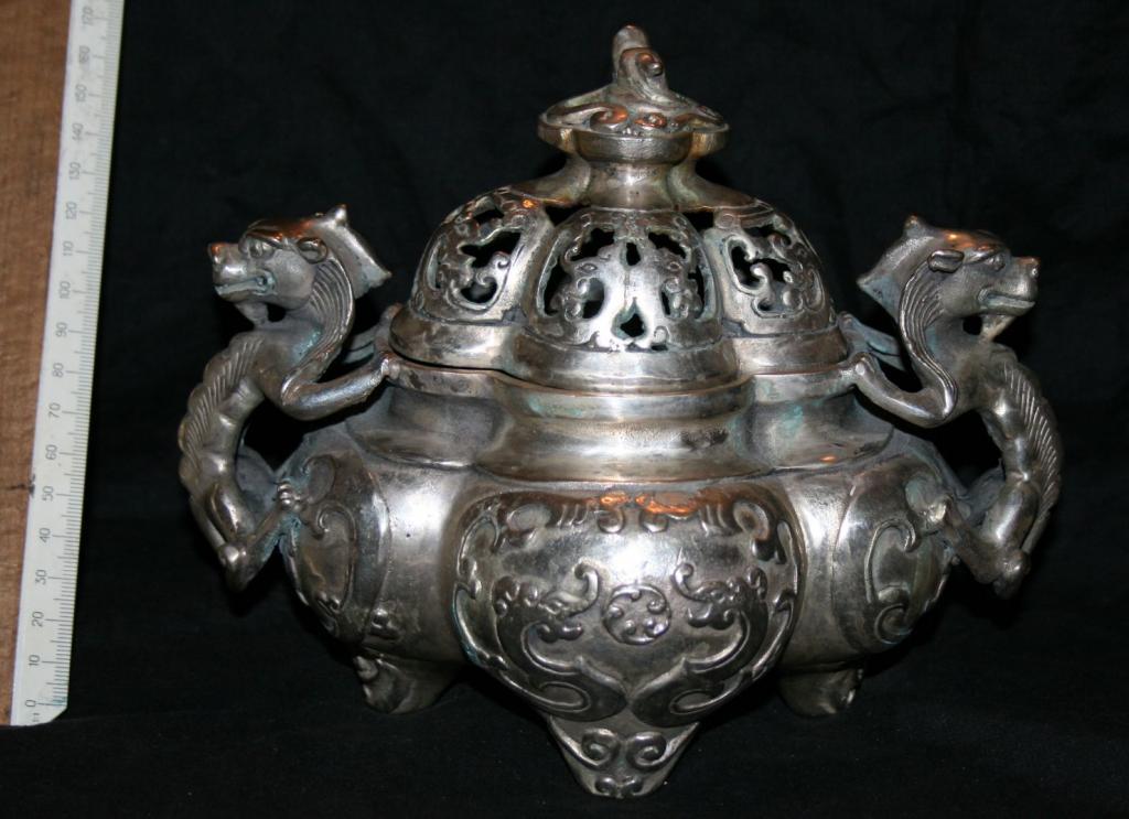 Ваза - курильница тыква и львы бронза