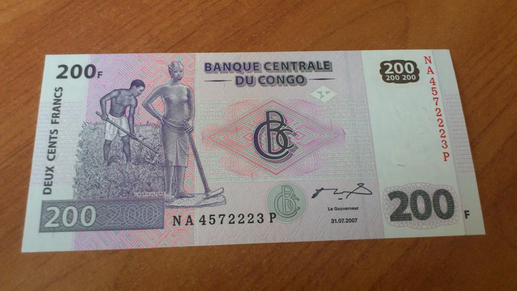 200 франков 2007 года - Конго -  UNC
