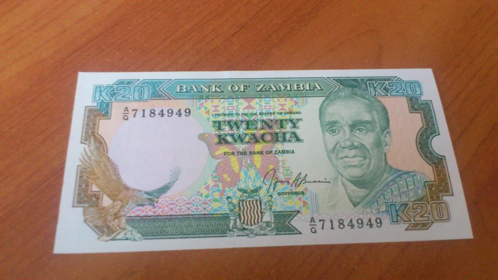 20 квач Замбия UNC 1989-1991