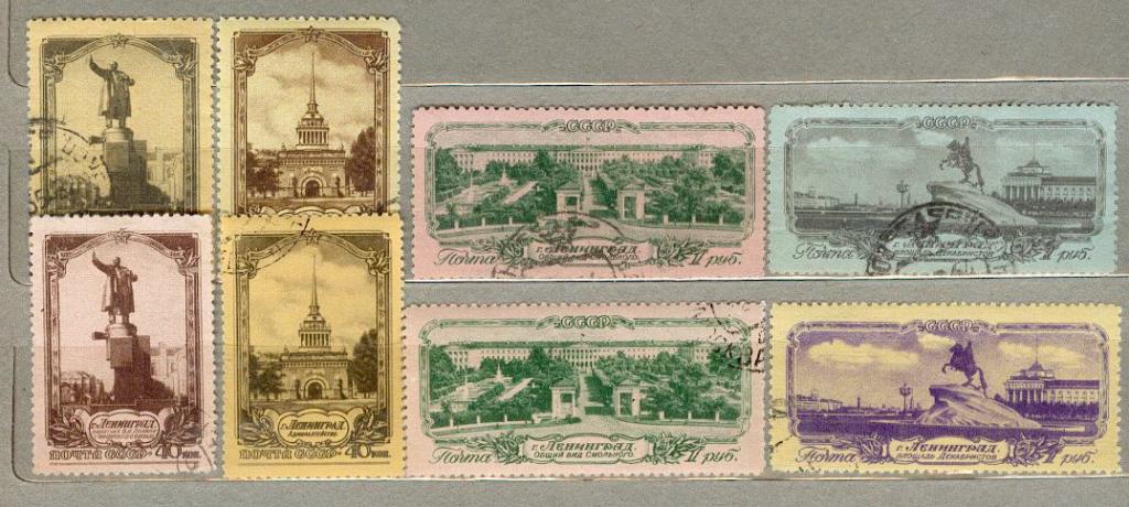 СССР 1953 СК 1647-54 виды Ленинграда два выпуска бумага оттенки