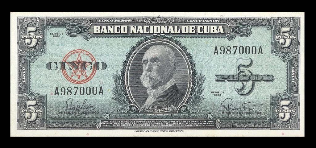 КУБА 5 песо 1960 Pick 92a Cерия A A UNC