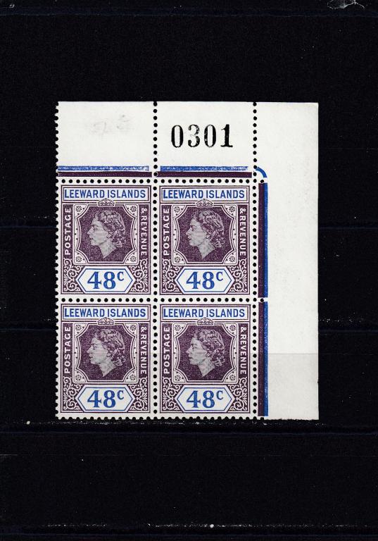 LEEWARD  ISLANDS   Королева  № 127  1954  Кварт  Угол  Сост**