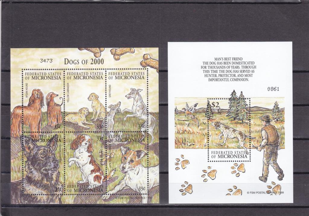 MICRONESIA  МИКРОНЕЗИЯ  Фауна  Охота Собаки   Лист + Блок   2000 Сост** MNH