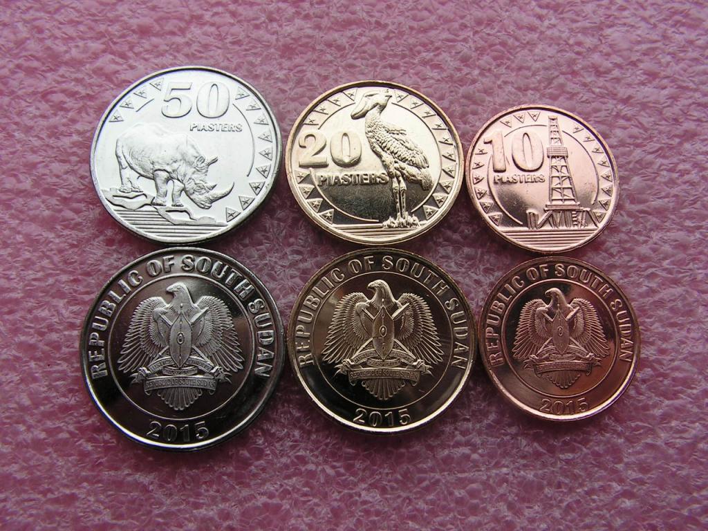 Судан Южный набор 10 20 50 пиастров 2015 unc