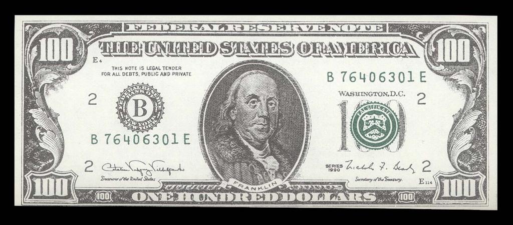 США USA 100 долларов 1990 ФАЛЬШИВЫЕ Типографская копия
