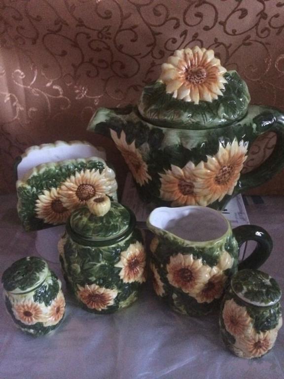 Авторская керамика сервиз 6шт Подсолнухи