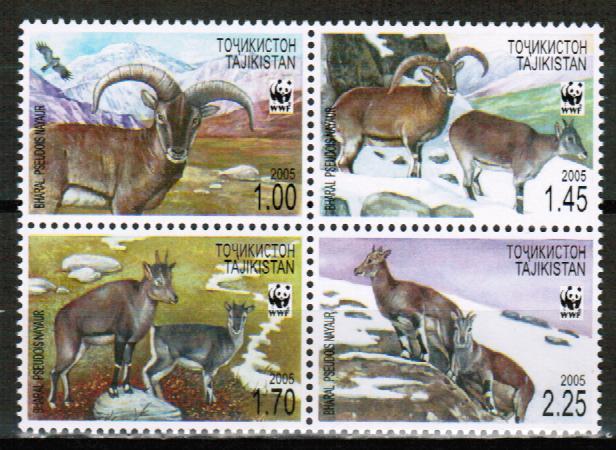 Таджикистан 2005 Бхарал Бараны WWF 4м**