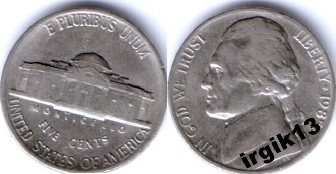 1992 p. США 5 центов 1990 d. США 5 центов, 1985 d. Валюта 1985 года США.