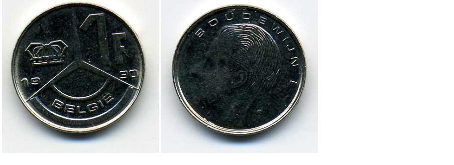 1 франк - Бельгия - 1990 - Бодуин I