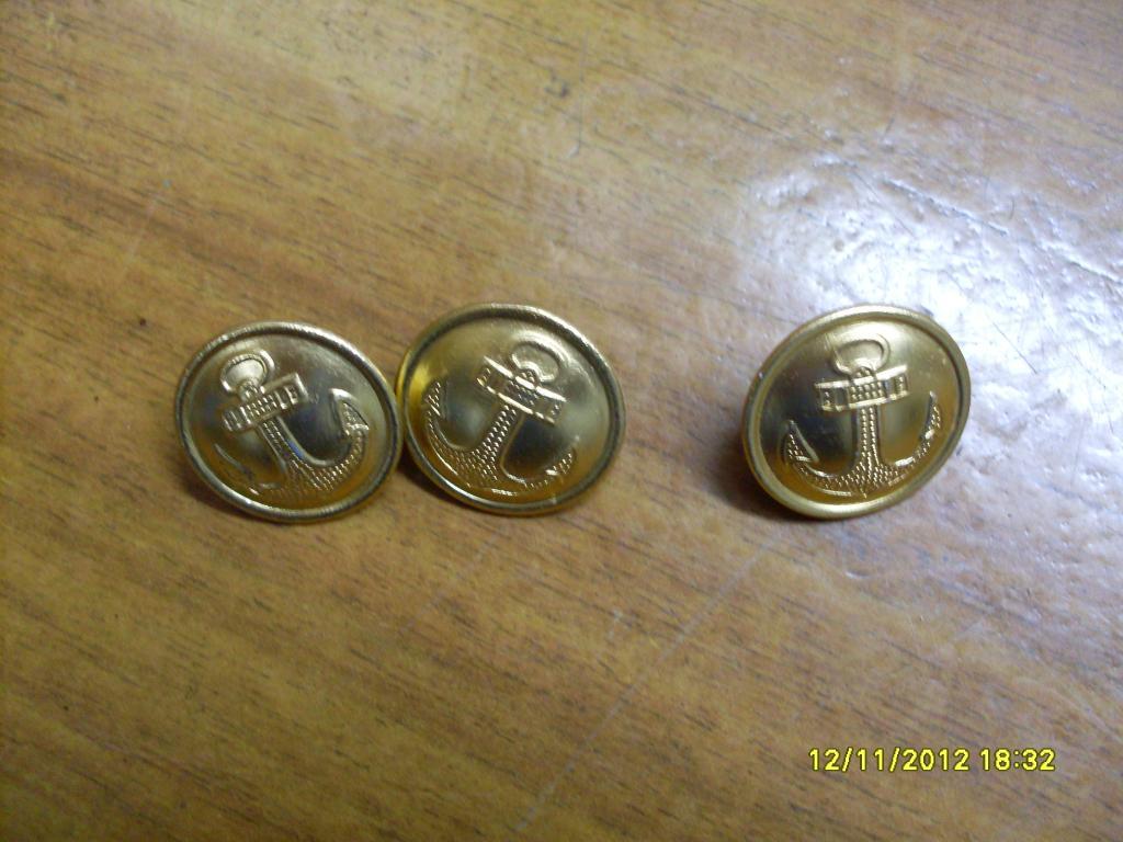Пуговица ВМФ СССР Большие 3шт. МФ - 1978-79г. Пуговицы Моряцкие Офицерские
