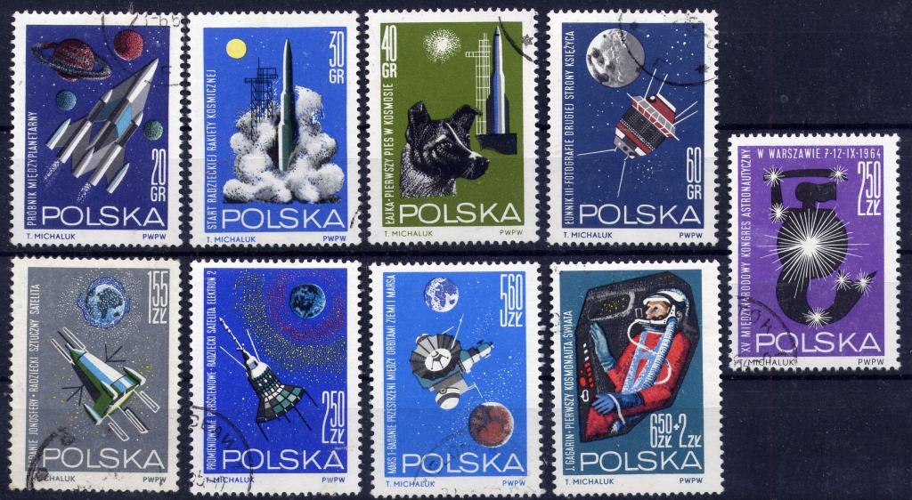 Польша 1964 Космос Серия 8 марок 1553 - 60 и 1 марка 1526