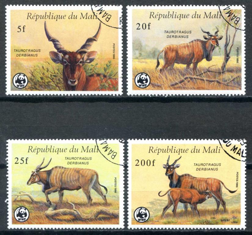Мали 1986 Мир дикой природы Вымирающие животные Фауна Mi:ML 1078-1081 Гаш