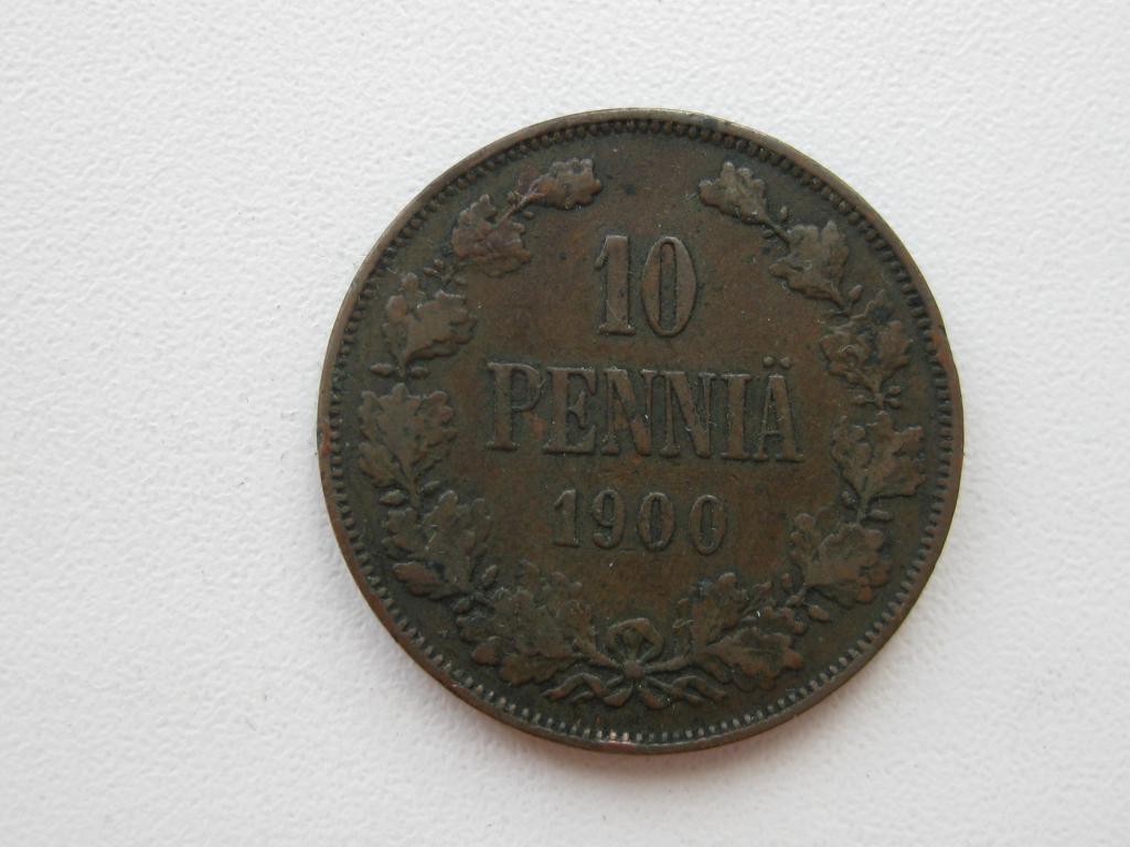Русская Финляндия 10 пенни 1900 год. Медь.