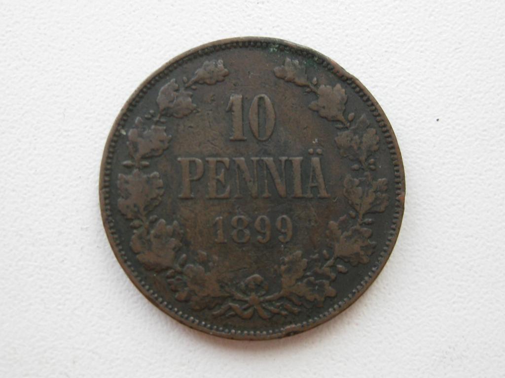 Русская Финляндия 10 пенни 1899 год. Медь.