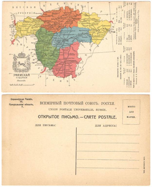 Уфимская губерния карта 1857 года