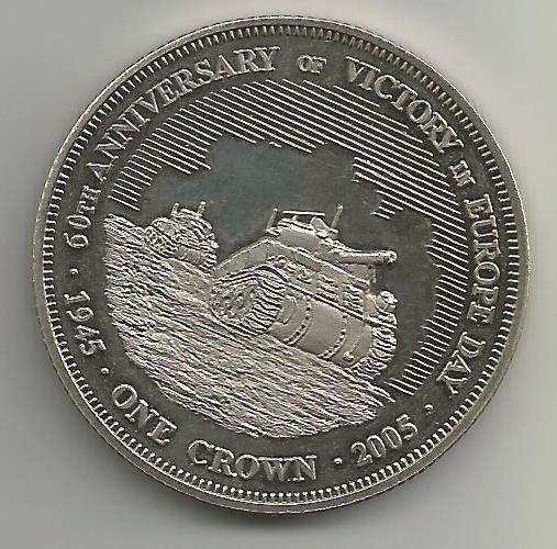 Тристан-да-Кунья, 1 крона 2005 UNC 60 лет Победы