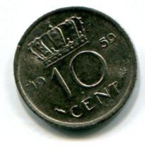 Нидерланды 10 центов 1959г.