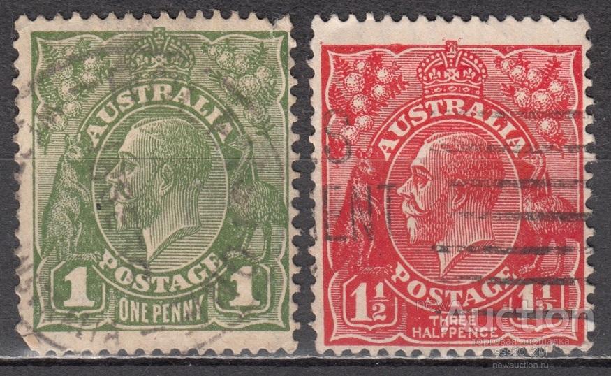 Австралия 1926/1927 Георг V кенгуру страус Mi70ХСI,71ХСI