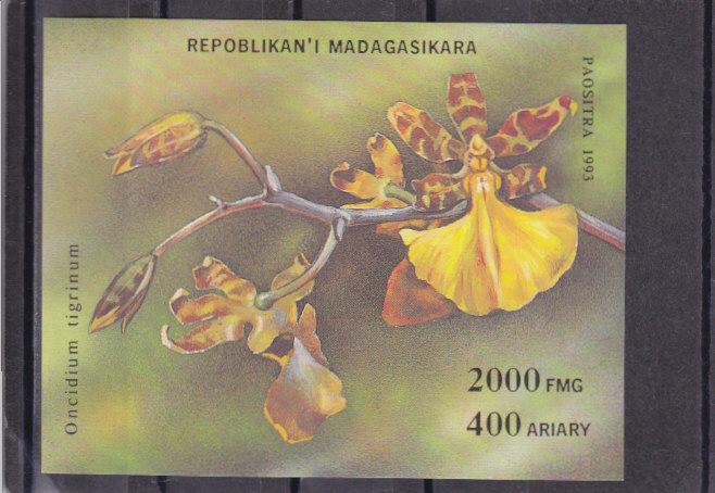 MADAGASIKARA   Флора  Цветы  Орхидеи  Блок  1993  Сост**