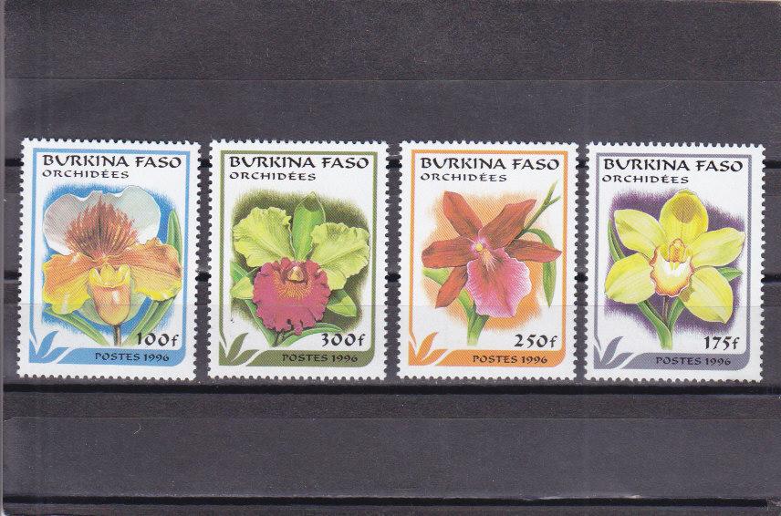 BURKINA FASO    Флора  Цветы  Орхидеи   серия  1996  Сост**