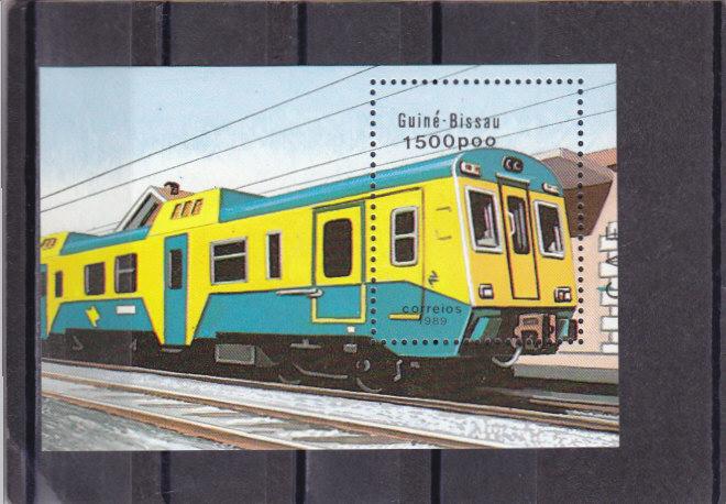 GUINE BISSAU    ЖД   Паровозы  Локомотивы  Блок  1989  Сост**