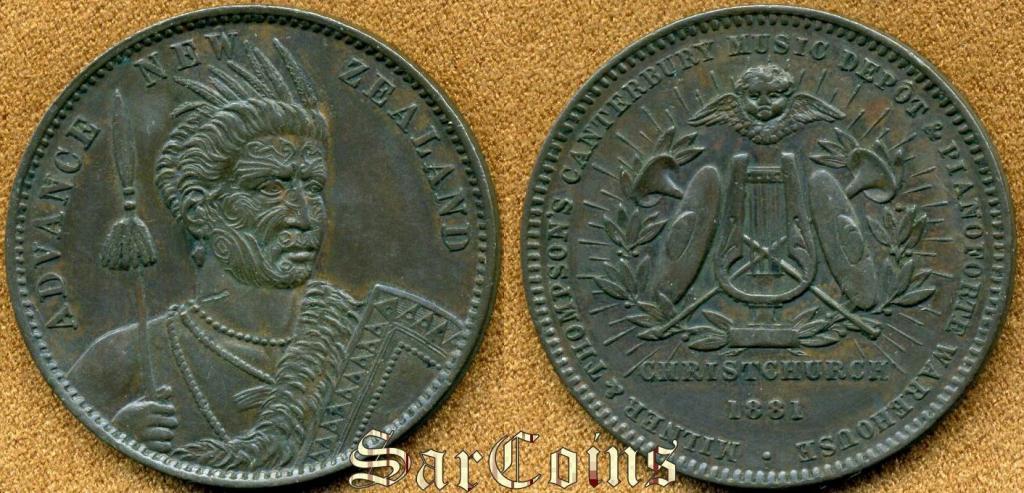 Новая Зеландия токен 1 пенни 1881 XF