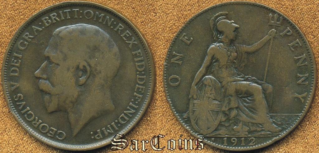 Великобритания (Англия) 1 пенни 1912 F+ (Heaton)