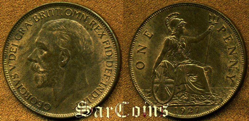 Великобритания 1 пенни 1927 XF+ /+ ВИДЕО монеты в HD