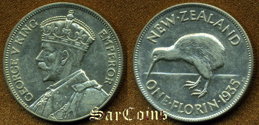 Новая Зеландия 1 флорин 1935 XF-