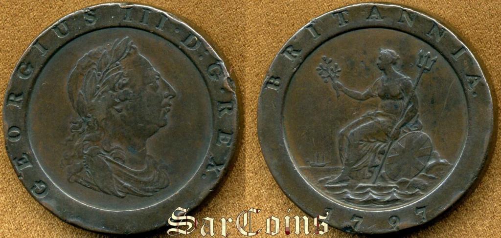 Великобритания Англия 2 пенса 1797 VF