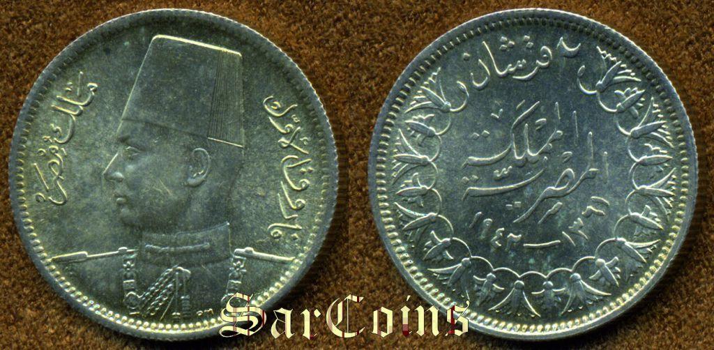 Королевство Египет 2 пиастра 1942 BUNC