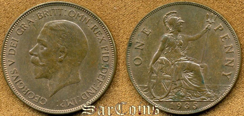 Великобритания (Англия) 1 пенни 1935 UNC