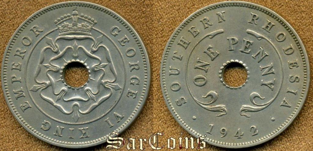 Южная Родезия 1 пенни 1942 XF/XF-