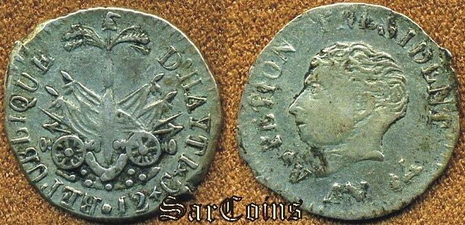 Гаити 12 сантимов AN14 1817 малая голова, редкая разновидность