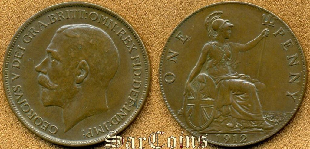 Великобритания (Англия) 1 пенни 1912 XF
