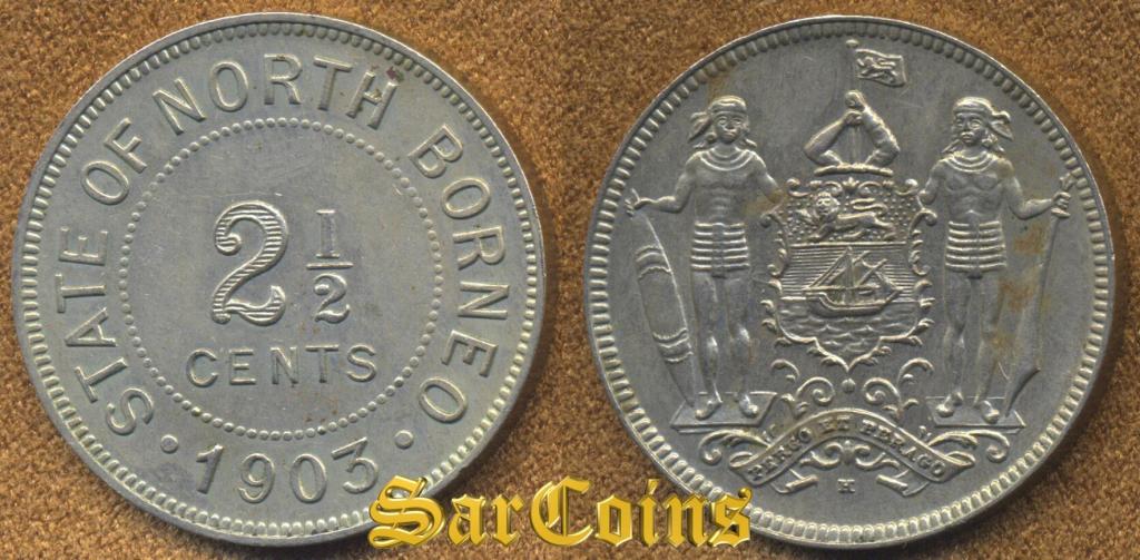 Британское Северное Борнео 2 1/2 цента 1903 (Heaton) UNC