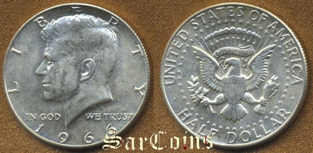 США 1/2 доллара (50 центов) "Kennedy Half Dollar" 1966 UNC