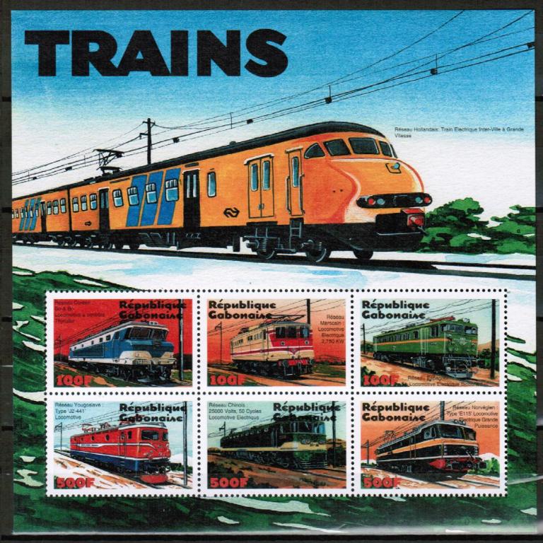 Габон 2000 Локомотивы Поезда Железная дорога ЖД Транспорт к/боген**