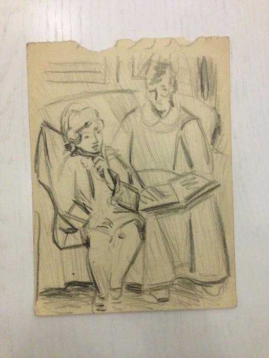 Соостер Ю.И. (1924-1970) Сидящие на диване. Иллюстрация