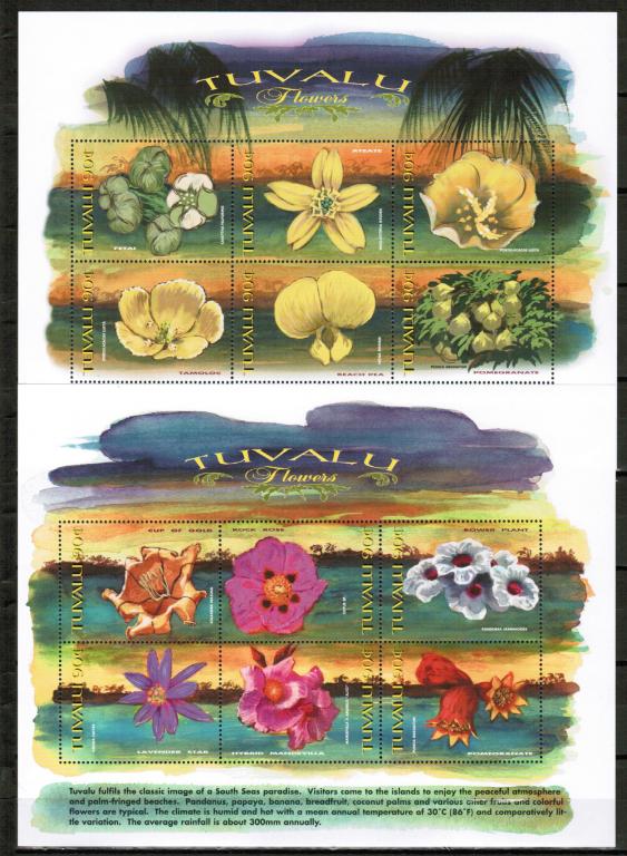 Тувалу 1999 Цветы Флора 2м/л+бл**