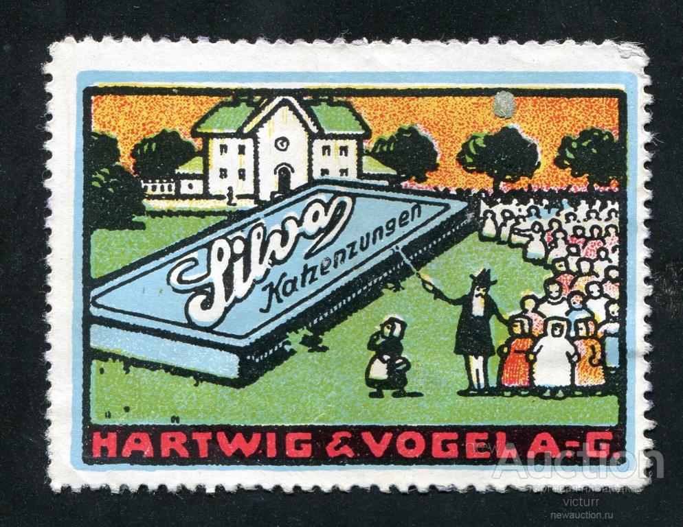 Рекламная марка Hartwig&amp;Vogel A.G. начало 20 в. Фигурный шоколад.