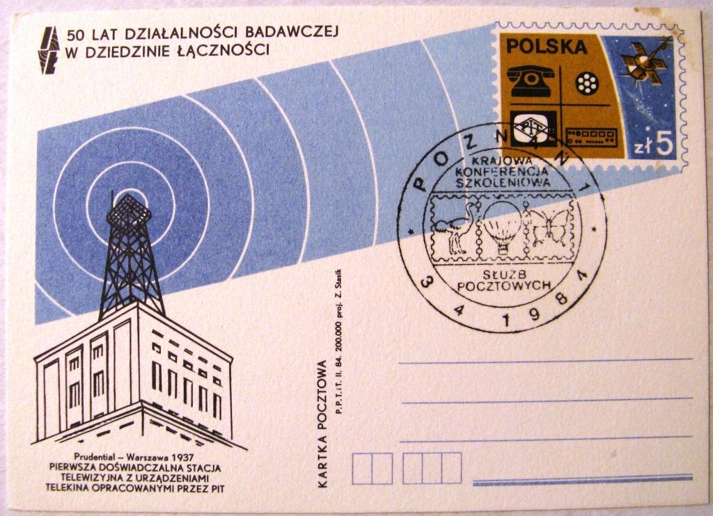 К11.210 ПОЛЬША МАРКИРОВАННАЯ КАРТОЧКА СГ 1984 СВЯЗЬ КОСМОС СПУТНИК ТЕЛЕФОН ВОЗДУШНЫЙ ШАР