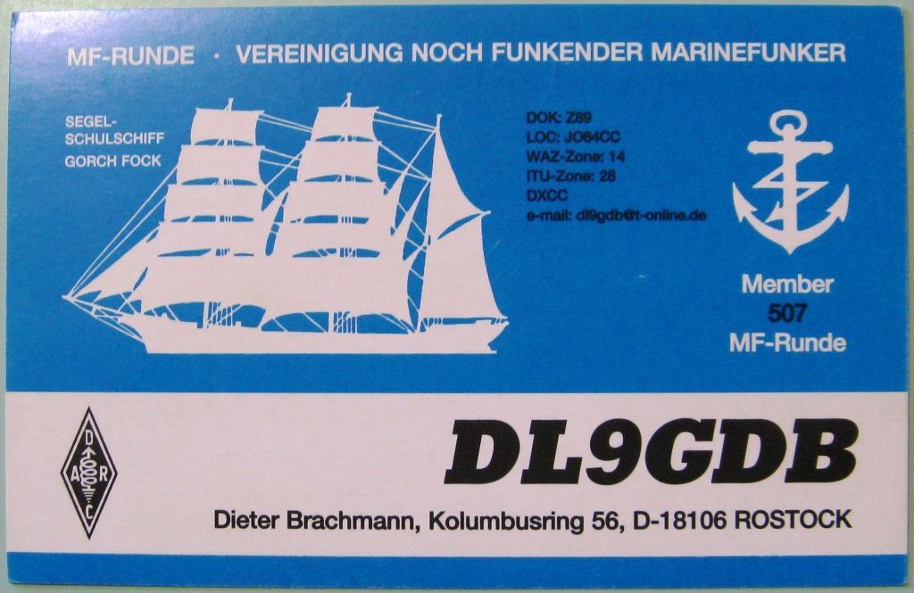 К22-462 QSL КАРТОЧКА РАДИООБМЕНА ГЕРМАНИЯ 2004 КОРАБЛЬ ПАРУСНИК