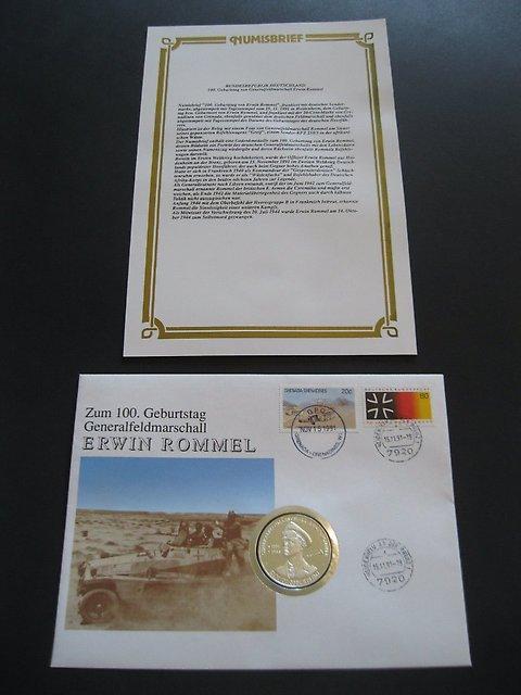Памятная медаль 1991г "Эрвин Роммель"