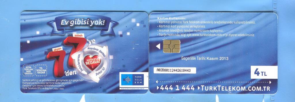 Телефонная карта Турция 4 лиры
