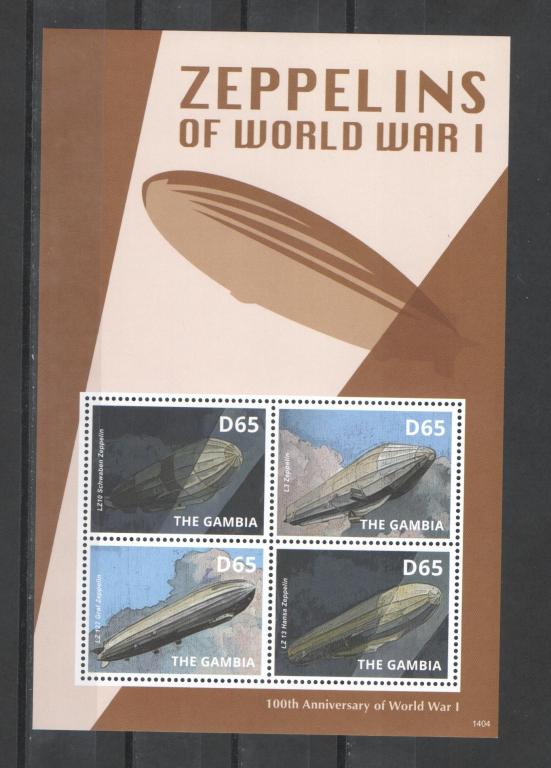Гамбия 2014г. Циппелины, лист. MNH.