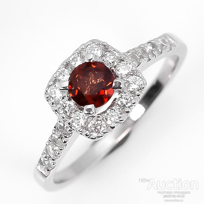 Чудесный гранат и кубический цирконий серебро 925 пробы кольцо размер 19,25